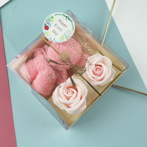 Serviette de vacances Ours Coffret Cadeau Saint Valentin Cadeau 2 Savon Fleur Cadeau Transparent - Product Image 6