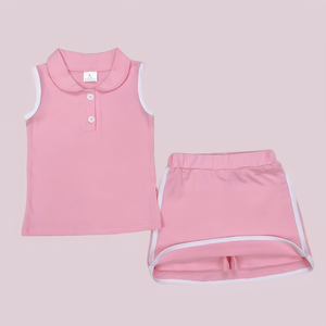 Conjunto de Ropa para Niñas Pequeñas, Estilo Coqueta, con Lazos Rosas y Volantes, Manga Corta y Pantalones Cortos, Venta al Por Mayor, Nueva Llegada, Gran Oferta - Product Image 3