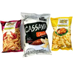 Sac soufflé chips frites sacs d'emballage alimentaire imprimé personnalisé croustilles en plastique écologique feuille d'aluminium snacks emballage