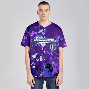 Jersey de béisbol personalizado 2025, diseño de grafiti de neón salpicado con número de nombre cosido/impreso, camisetas de uniforme de ventilador para hombres/mujeres - Product Image 2