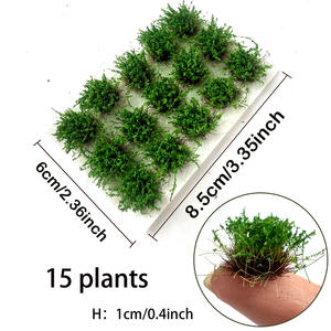 Miniatur rumput Cluster Model bunga daun runcing kereta adegan vegetasi plastik 1cm DIY Model bunga liar - Product Image 6