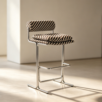 Tabouret de bar cantilever moderne et minimaliste, style Bauhaus, avec structure en acier inoxydable, pour cuisine, maison, hôtel, bar