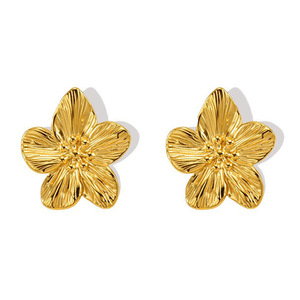 Zogxin Gold Flower <b>Stud</b> Earrings 18K <b>Titanium</b> Steel Party Jewelry - Product Image 5