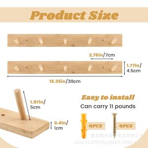 Solid <b>Wood</b> <b>Coat</b> <b>Hooks</b> 15.35in Wall Mounted Easy Install Clothing Organizer - Product Image 1
