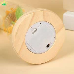 Lampe de nuit LED en forme de tournesol artificiel, inspirée de La Belle et la Bête, avec dôme en verre, base en bois, pétales de fleurs tombés et feuilles vertes - Product Image 5