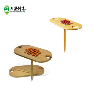 Mesa de playa transfronteriza de bambú y madera, mesa de vino de bambú para exteriores, plegable y adaptable a la bañera, mesa auxiliar - Product Image 4