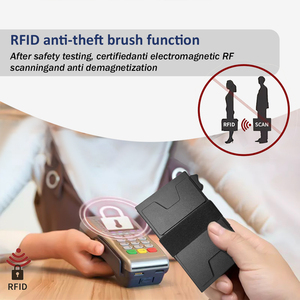 Tùy chỉnh chất lượng cao RFID chặn kim loại ví chủ thẻ da RFID Ví với dây đàn hồi tối giản ví cho nam giới - Product Image 4
