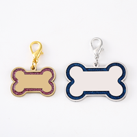 Ywyougang – Plaque d'identification pour animaux de compagnie en acier inoxydable en forme d'os, avec bordure émaillée scintillante, attache mousqueton en alliage, gravure laser DIY, cadeau