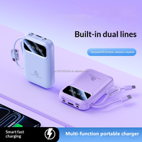 Batería Externa Portátil Mini Ligera de 10000 mAh con 2 Cables Integrados, Pantalla Digital, Luz LED y Asa