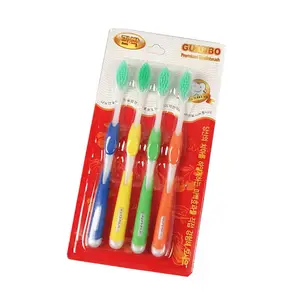 Nuovi spazzolini da denti in carbone di bambù in plastica (confezione da 4) setole di carbone oem spazzolino da denti in bambù con logo