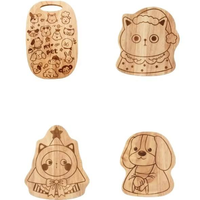 Planche à découper en bois motif animaux de dessin animé mignons (chien, chat) – Plateau de charcuterie en bois pour la préparation des aliments des enfants et cadeaux