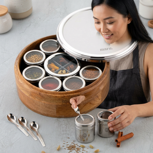 Juego de Damas y Ajedrez de Madera Maru con Recipientes y Tapa de Acero Inoxidable, Estilo Antiguo Ecológico - Product Image 1