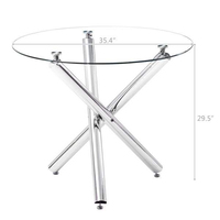Table à manger ronde en verre trempé, mobilier de salle à manger moderne en verre pour la maison, l'hôtel, l'appartement