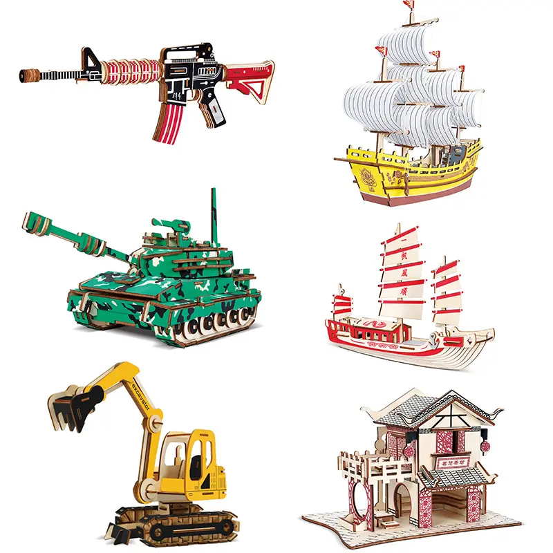 Children's assembly Army One wooden three-dimensional simulation model DIY handmade educational toys 3D puzzle toys