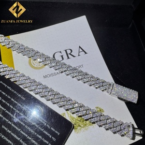 Chaîne cubaine à fermoir boîte pour homme, 12 mm, 2 rangs de pierres, chaîne cubaine diamant DVVS1 sertie à griffes, vente chaude - Product Image 4