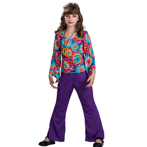 2023 vente chaude Halloween costume fille <span class=keywords><strong>hippie</strong></span> vêtements haut pantalon tête ceinture ensemble costumes pour enfants - Product Image 2