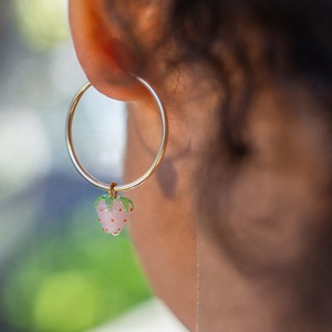 2025 haute qualité délicate belle rose émail argent fruits bijoux en argent Sterling plaqué or fraise boucles d'oreilles goutte - Product Image 2