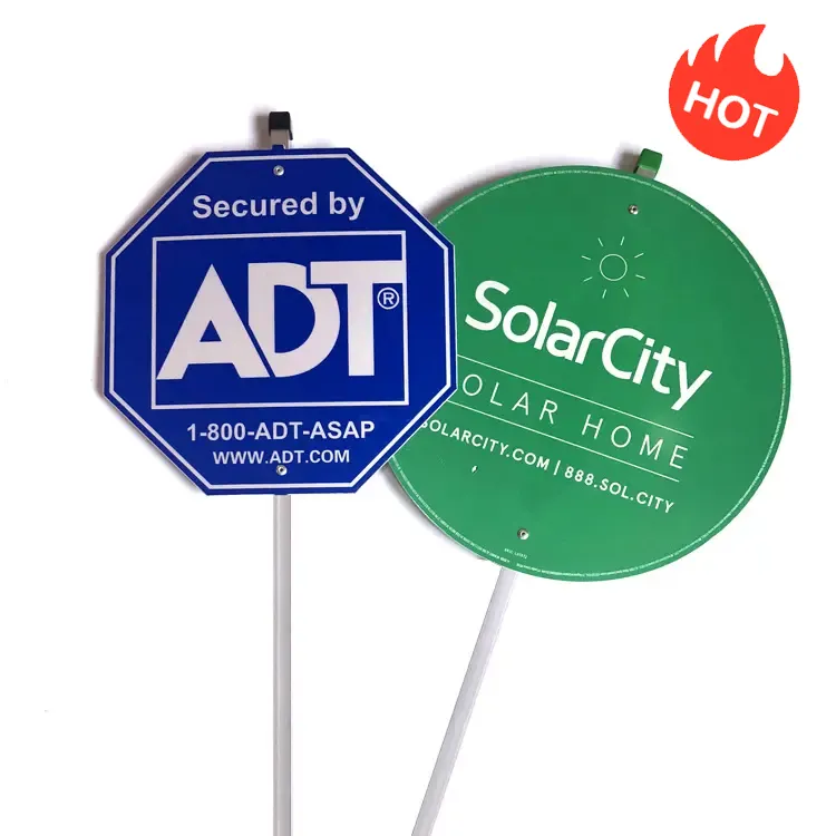 Hot Sales ADT Reflective Safety Security Signs Yard Signs With Aluminum Pole