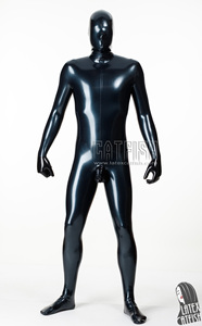 El Gimperator <strong>Men's</strong> Full Coverage Black <strong>Latex</strong> <strong>Catsuit</strong> with Penis Sheath 0.4mm Thickness Hood &amp; Gloves Attached - Product Image 2