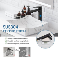 Robinet de lavabo haut Purorigin en acier inoxydable, mitigeur monocommande chaud-froid à poser sur le comptoir avec cartouche en céramique