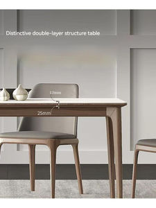 Mesa de comedor de madera de Fresno Color nogal Placa de roca de madera maciza Mesa de comedor Rectangular minimalista moderna para el hogar Mesa de comedor - Product Image 3