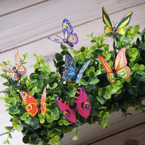 10 Piezas de Mariposas Artificiales 3D de PVC Coloridas, Estacas Decorativas Vintage con Patrones Aleatorios Personalizados para Jardín y Patio, Adorno Único - Product Image 3