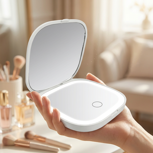 Wholesale Price Mini Foldable LED Lighted Makeup <strong>Mirror</strong> Dual Sided <strong>Lightweight</strong> Portable Compact Touch Control Beauty <strong>Mirror</strong> - Product Image 1