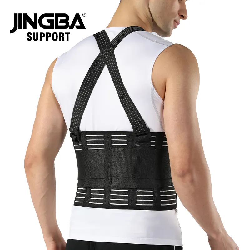Jingba tùy chỉnh nhà sản xuất bán buôn cao cấp tập luyện trở lại hỗ trợ vành đai vai dây đeo thể thao bảo vệ trở lại cử tạ