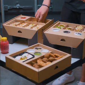 Boîte à compartiments personnalisée pour plats à emporter, idéale pour les fêtes et les repas rapides, avec couvercle convertible, pour sandwichs, poulet frit et burgers. - Product Image 1