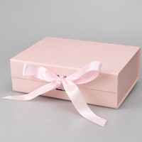 Individuelles Logo Starre Karton-Magnetbox Faltbar Wasserdicht 2mm Dicke Luxuriöse Rosa Weiße Schwarze Geschenkbox mit Band
