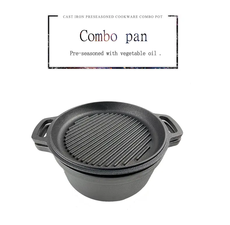Cast Iron Combo casserole with grill pan cast iron pan and pot