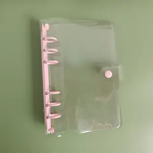 Couverture de livret en plastique transparent personnalisée anneaux de couleurs de bonbon enveloppes pour monnaie Kit de livre de comptabilité de démarrage de poche reliure budgétaire vente en gros