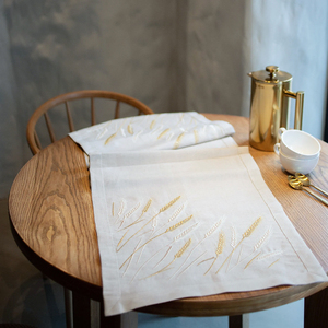 <span class=keywords><strong>Tovaglia</strong></span> <span class=keywords><strong>Rettangolare</strong></span> in <span class=keywords><strong>Cotone</strong></span> e Lino con Logo Ricamato, Design Personalizzato, Stile Rustico Organico per la Casa - Product Image 4
