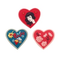 Parches al por mayor con forma de corazón, bordado retro de rosas de diosa, insignia termoadhesiva, accesorios florales estéticos para ropa de San Valentín