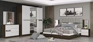 Ensemble de meubles de chambre à coucher Nova Luxury Modern Turkish Design 6 pièces, lit <span class=keywords><strong>King</strong></span>/Queen size, tête de lit capitonnée, rangement en bois - Product Image 4