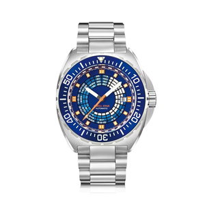 Reloj de buceo automático Sellita SW200-1 de 300 m, de acero inoxidable, con logotipo personalizado OEM, esfera de aluminio anodizado azul con tabla de descompresión. - Product Image 1
