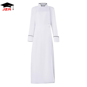 CAMDOM Robe De Prêtre D'église Catholique Pour Femme, Automne/Hiver, Robe Plissée à Manches Longues, Col Montant
