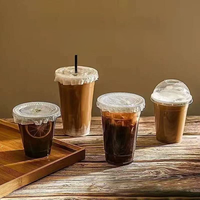 Gobelet en PET transparent blanc écologique et recyclable de 92-16 oz avec logo personnalisé pour boissons froides, services à emporter, gobelet en plastique jetable durable