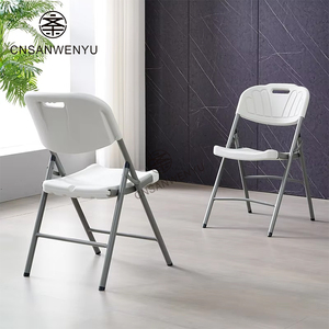 Chaises pliantes en acier à <span class=keywords><strong>prix</strong></span> abordable, vente chaude, pour fêtes, événements et repas en extérieur, en métal blanc et plastique PP - Product Image 4