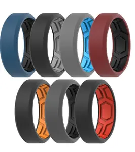 Silicone Wedding Ring Double Layer Men Breathable Air Grooves Silicone Wedding Ring Wedding Bands