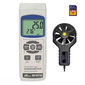 Medidor de Velocidad del Flujo de Aire Digital AM-4207SD, Anemómetro de Velocidad del Viento, Acero Inoxidable y Plástico, Resolución de 0.1m/s - Product Image 2