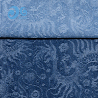Tissu Denim Jacquard Teint en Fil Écologique Motif Dragon Tribal GC014L-7 Bleu Foncé Paisley Totem en Stock pour Garçons Filles Designer