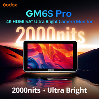 Monitor de Cámara Godox GM6S Pro de 5.5 Pulgadas, 10W, 4K Ultra Brillante, Pantalla Táctil IPS FHD 1920x1080, Video 4K HDMI, 3D LUT, para DSLR