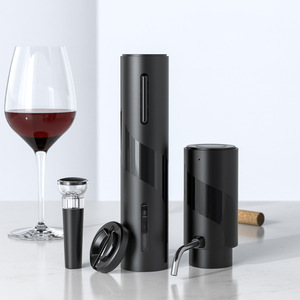 Abridor de <span class=keywords><strong>Vino</strong></span> Automático Portátil de Acero Inoxidable Negro y Plateado, de Alta Calidad y Sostenible, con Funcionamiento a Batería, Ideal para Regalos - Product Image 1