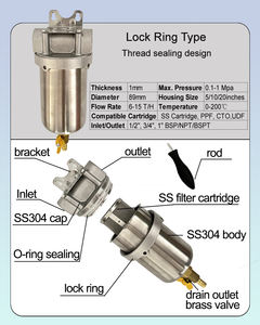 10 pollici singolo nucleo SS304 alloggiamento del filtro idraulico con 1/2 ", 3/4", 1 "interfaccia - Product Image 3