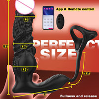 Masseur de prostate AITT, Dildo anal en silicone avec télécommande et fonction APP, Double anneau télescopique chauffant et vibrant, Plug anal pour