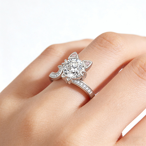 Anillo de Compromiso de Lujo Personalizado en Plata y Oro Sólido de 10K/14K con Diamante Cultivado en Laboratorio, Calidad VVS-VS, Engaste de Garras, 12 Signos del Zodíaco Chino - Product Image 4