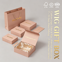Boîte en carton rigide magnétique pliable avec logo personnalisé, emballage cadeau de luxe pour perruques et extensions de cheveux, fermeture magnétique