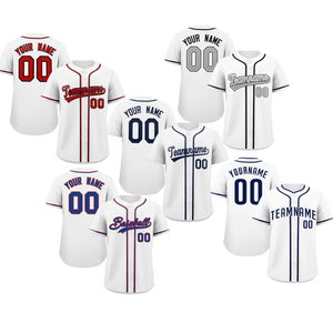 เสื้อเจอร์ซีย์ทีมเบสบอลเย็บติดเสื้อกีฬาสีขาวเย็บติดโลโก้ชื่อทีมพิเศษสีขาว - Product Image 1