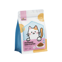 Sachet Doypack personnalisé imprimé haute barrière à fond plat et 8 soudures latérales, refermable avec fermeture éclair, pour emballage de nourriture pour animaux de compagnie résistant à l'humidité